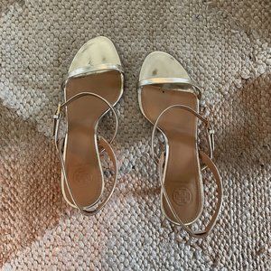 Tory Burch Penelope 'Spark Gold' Mirror Metallic Slingback Sandal, Size 8.5
